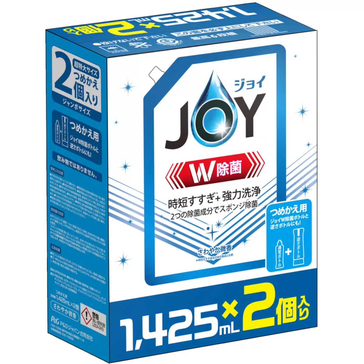 日本製 JOY W 除菌濃縮去油污洗潔精 補充裝 - 1425 ml ×2