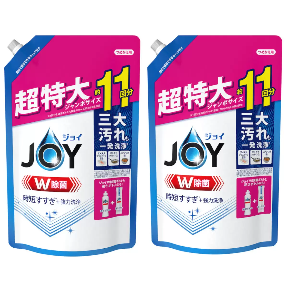 日本製 JOY W 除菌濃縮去油污洗潔精 補充裝 - 1425 ml ×2